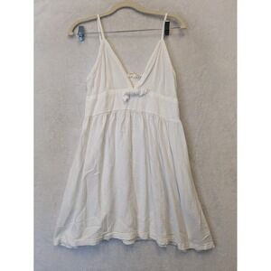 Roxy Women's Size M White Textured Mini Dress Tie Front V Neck